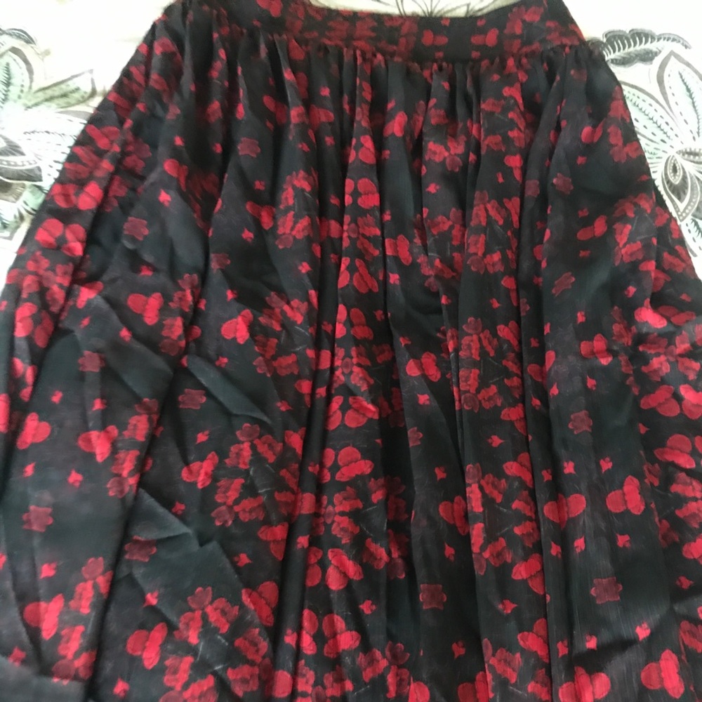 Alice and Olivia red lotus flower skirt